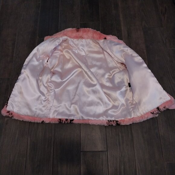Vintage pink Snowflake Rabbit fur coat dyed - Picture 2 of 16